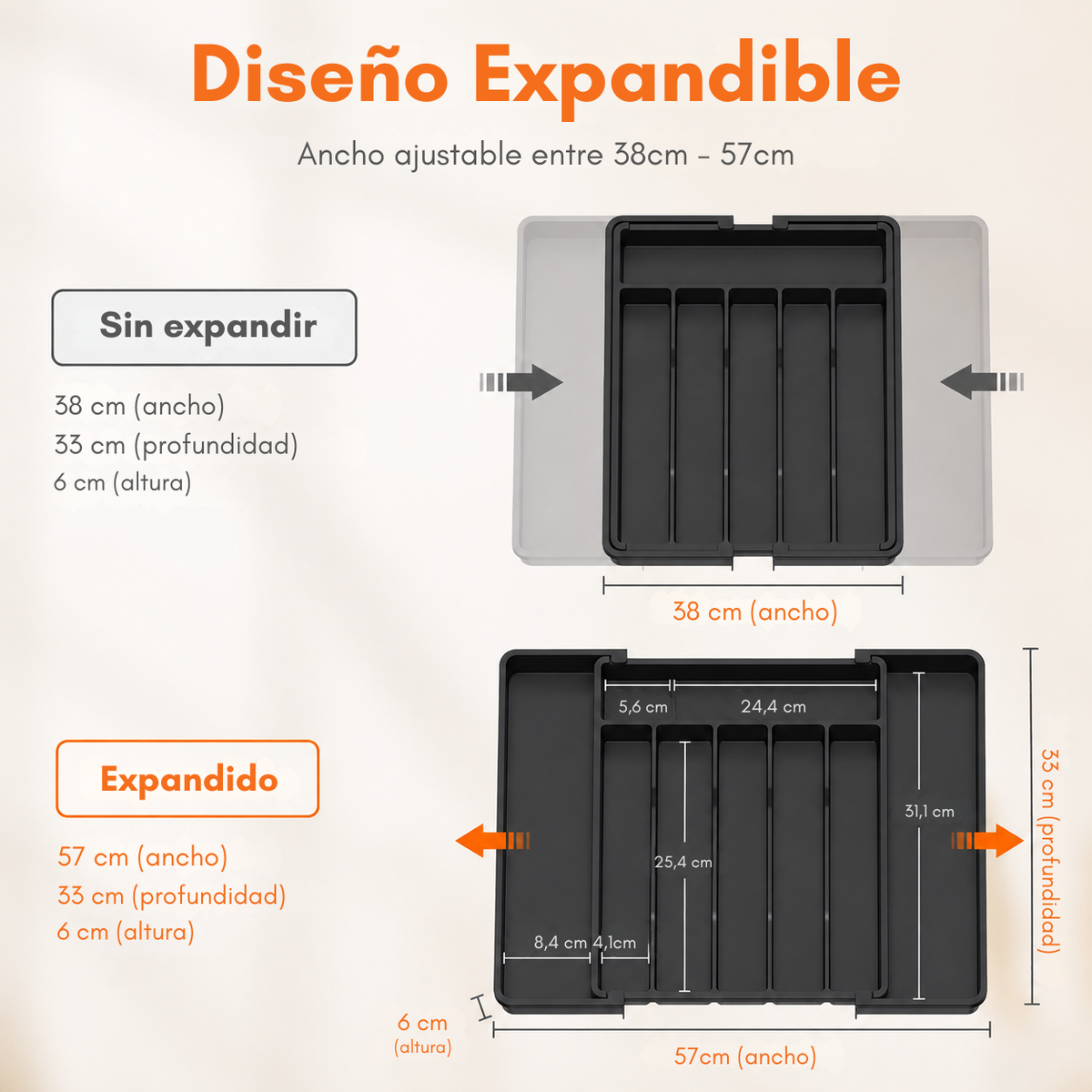 Organizador De Cubiertos Expandible