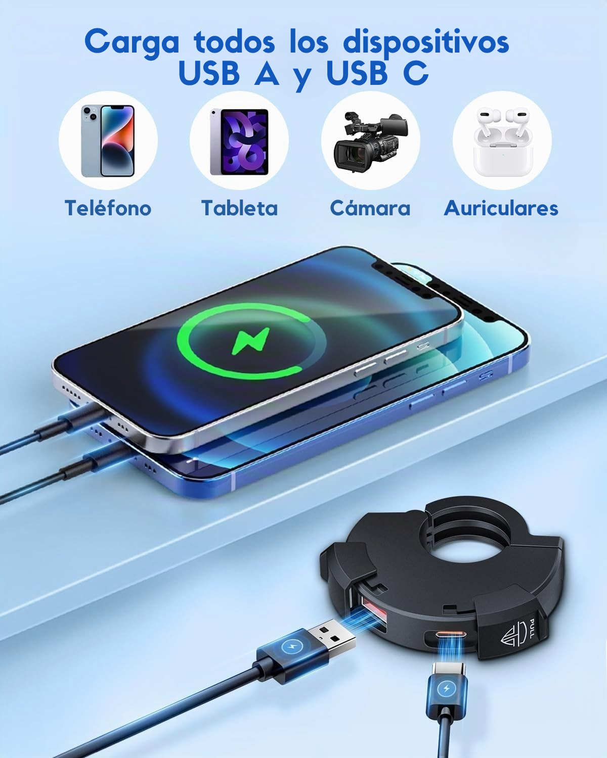 Cargador dual USB/C para moto
