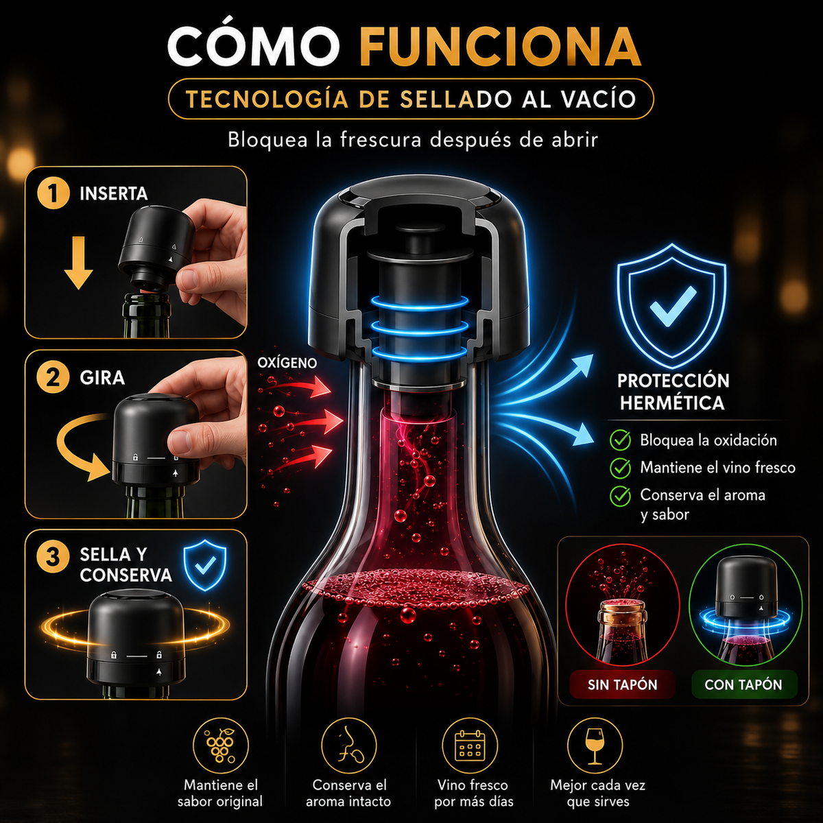 3 Tapones para vino